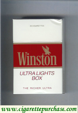 Winston with eagle from above in the right Ultra Lights white and red cigarettes hard box